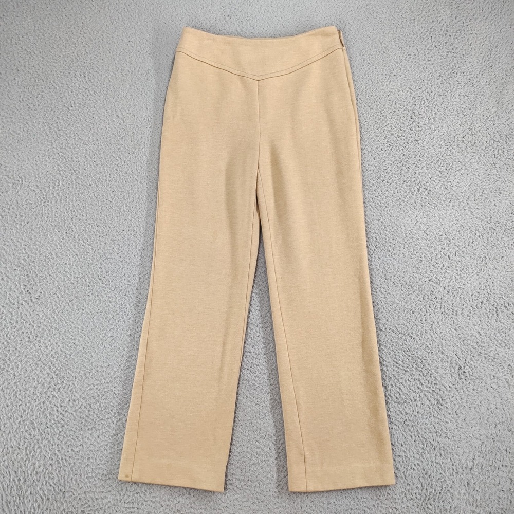 Iceberg Pants Womens 44 Beige Lana Wool High Waisted Straight Leg Side Zip